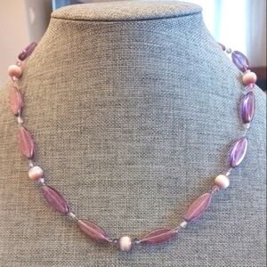 Purple Necklace w/ Swarovski and Czech Glass Beads - New Item (17"-19")